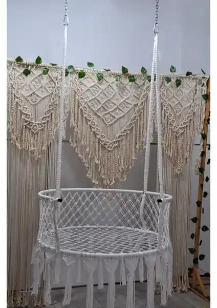 Altınoluk Hamak Makrome 80 Lik Salıncak: Şık ve Dayanıklı Ev ve Bahçe Kullanımı İçin