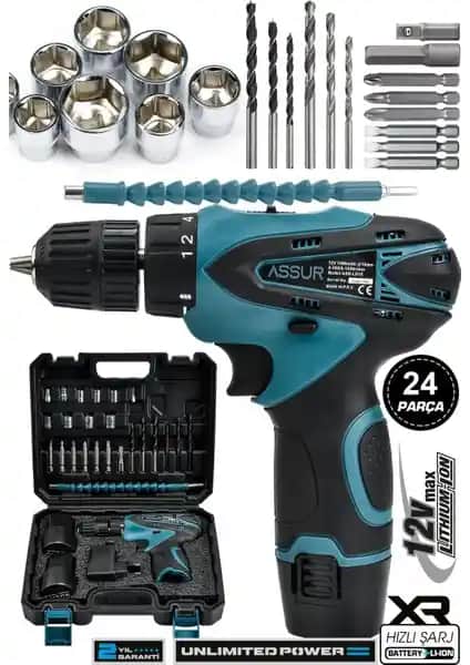Assur 12V 1.5Ah Çift Akülü Vidalama Şarjlı Matkap Performans ve Dayanıklılık