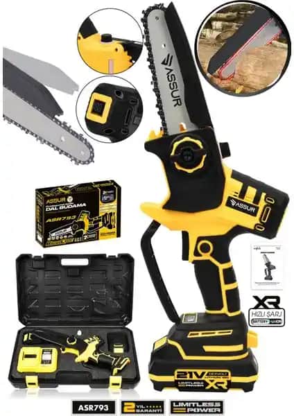 Assur 21V Şarjlı Dal Budama Makinesi: Hafif, Güçlü ve Otomatik Yağlamalı