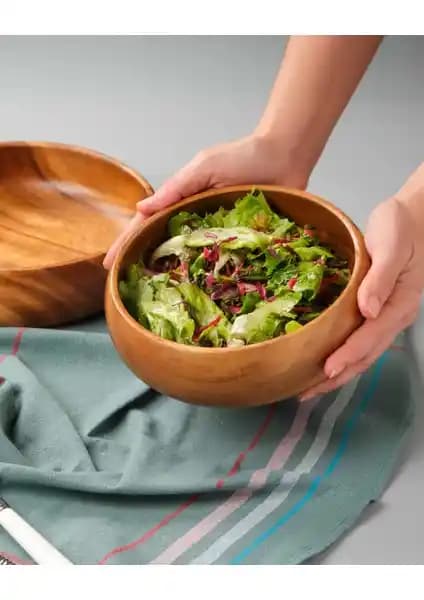 Doğal Akasya Ağacından El İşçiliği ile Üretilmiş Şık ve Dayanıklı Kase