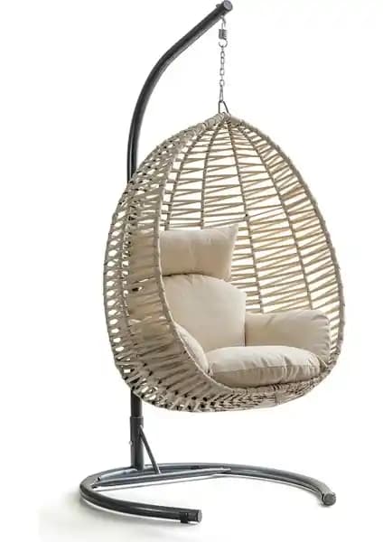 Eymense Class Rattan Salıncak Krem: Dayanıklı ve Estetik Bahçe Oturma Ürünü