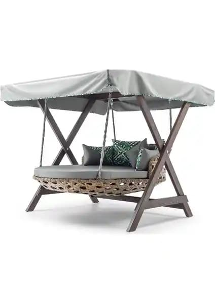 Hier Dominik Swing Ahşap Rattan Salıncak Bahçe ve Teraslar İçin Dayanıklı ve Estetik Bir Seçenek
