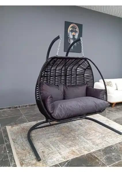 İkili Bahçe ve Balkon Siyah Salıncağı: Dayanıklı ve Estetik Tasarım Özellikleri