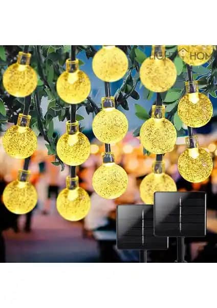 Light Home 50 LED Kristal Güneş Enerjili Dış Mekan LED Işıklar Bahçe ve Teras Dekorasyonu