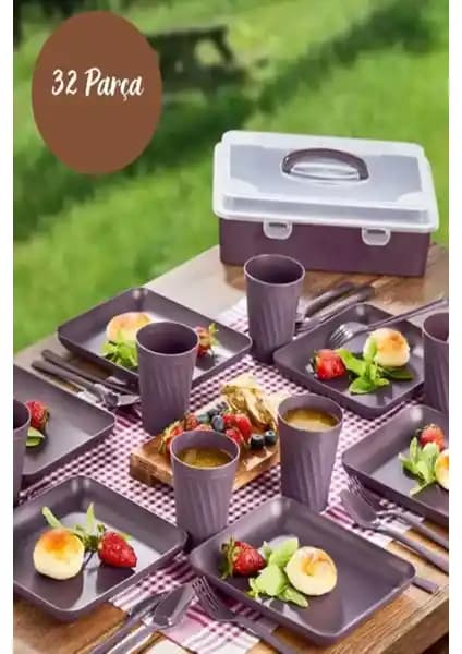 MasterCar 32 Parça Mürdüm Piknik Seti: Dayanıklı ve Çok Amaçlı Dış Mekan Gereçleri