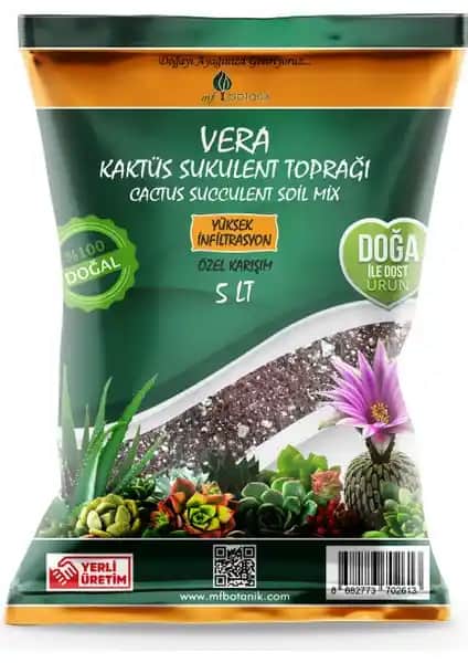 MF Botanik Özel Kaktüs ve Sukulent Toprağı 5 litrelik, doğal ve geçirgen bitki toprağı