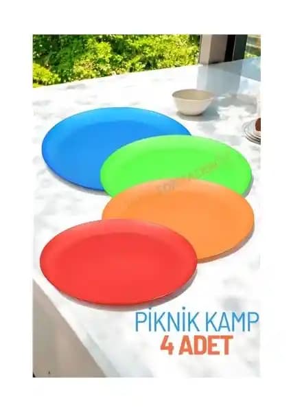 Modacar Kamp Piknik Tabak Seti Renkli ve Dayanıklı Plastik Tabağlar 4'lü Set