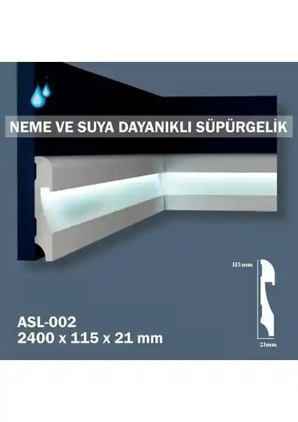 Pasha Dekor 11.5 cm Polimer Lake Beyaz Ledli Süpürgelik Modern ve Dayanıklı İç Mekan Çözümü