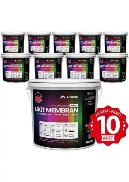Alkoru 10 Adet 13 Kg Kırmızı Likit Membran Su Yalıtımında Güçlü ve Dayanıklı Çözüm