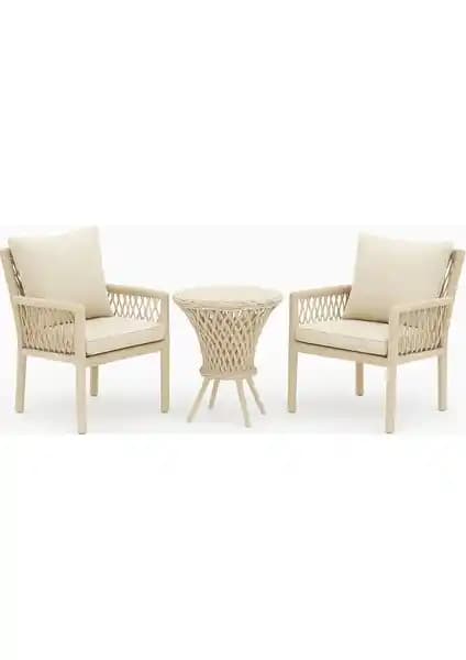 Alya Raddan 1+1 Bistro Set Bahçe ve Balkonlar İçin Modern ve Dayanıklı Oturma Grubu
