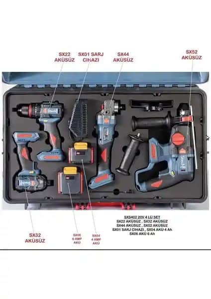 Stechend Stech End SXS402-20V Profesyonel Çok Yönlü Akülü El Aletleri Seti