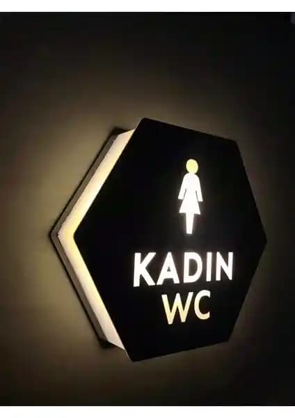 Yönline Serisi Işıklı Kadın WC Yönlendirme Tabelası Modern ve Dayanıklı Tasarım