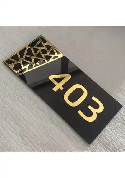 Yönline Siyah & Gold Pattern Seri Kapı Numarası Kurumsal ve İç Dış Mekanlar İçin Şık Tasarım