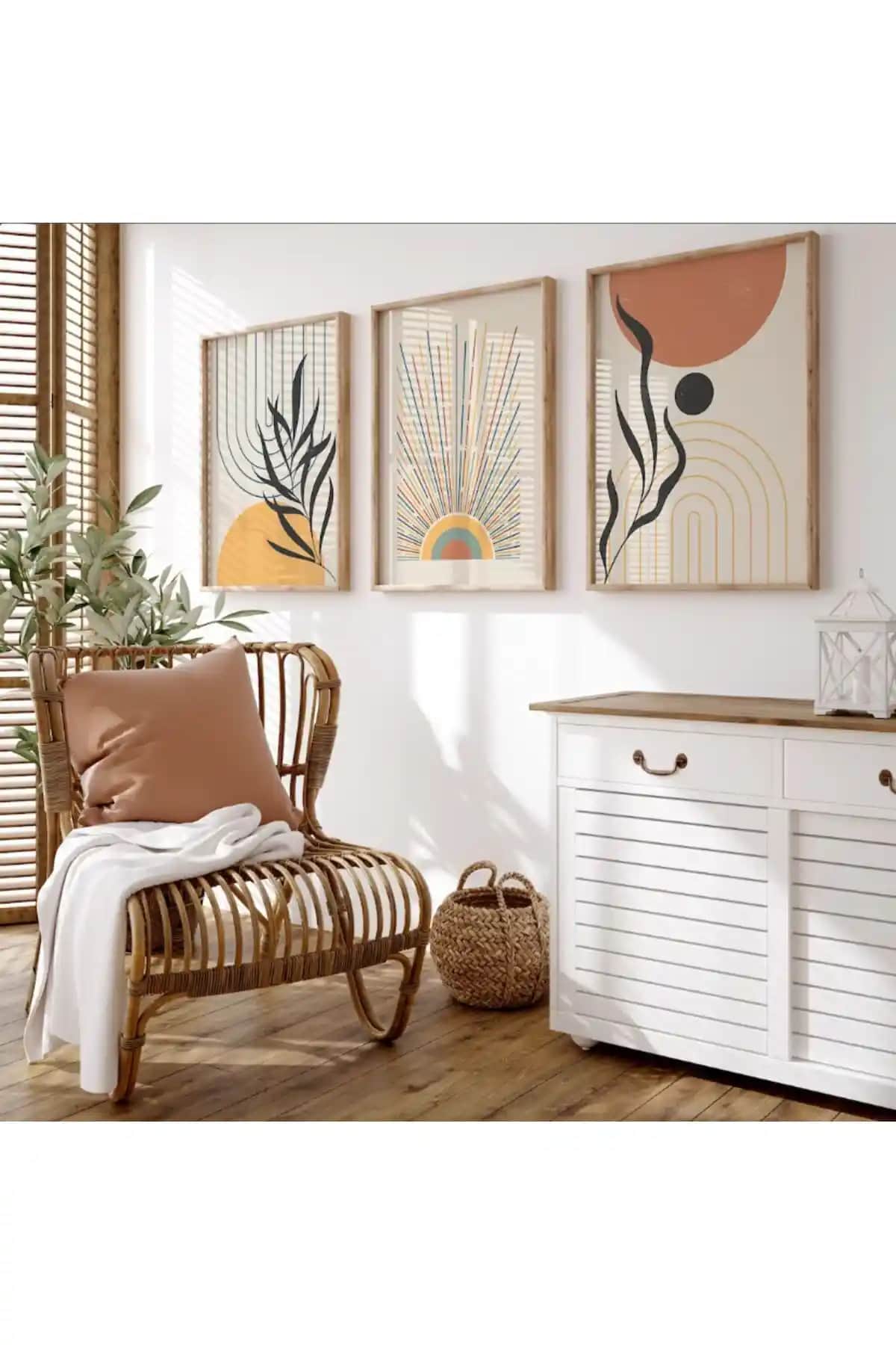 Ahşap Çerçeveli 3'lü Tablo Karşılaştırması: Modern ve Boho Dekorasyon Seçenekleri