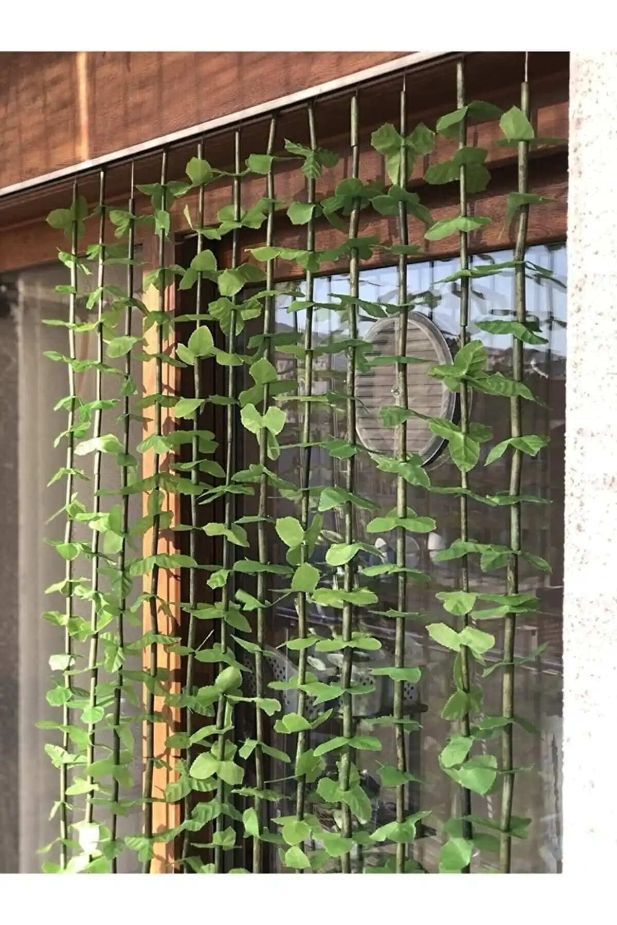 Amentes Kapı Perdesi Ahşap Doğal Yeşil Renkli Dekoratif Kapı Süsü ve Sinekliği