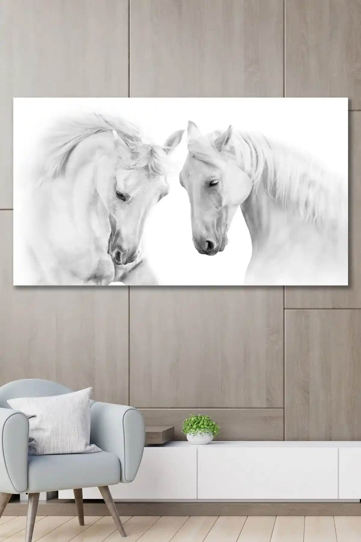 Asil Atlar Temalı 70x100 cm Kanvas Duvar Tablosu Modern Dekorasyon İçin