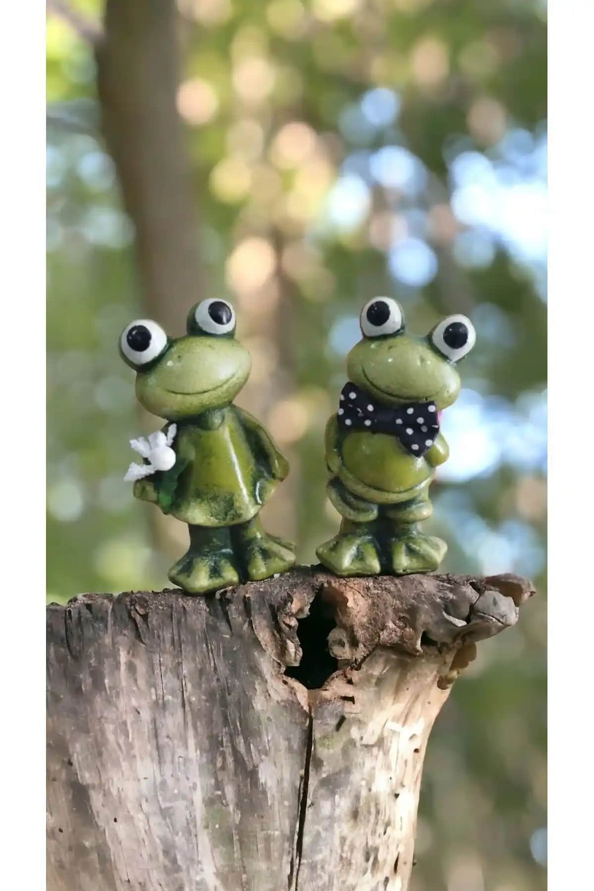 Atölye Dekupaj Kurbağa İkili Seti Klasik ve Dayanıklı Dekoratif Figürler