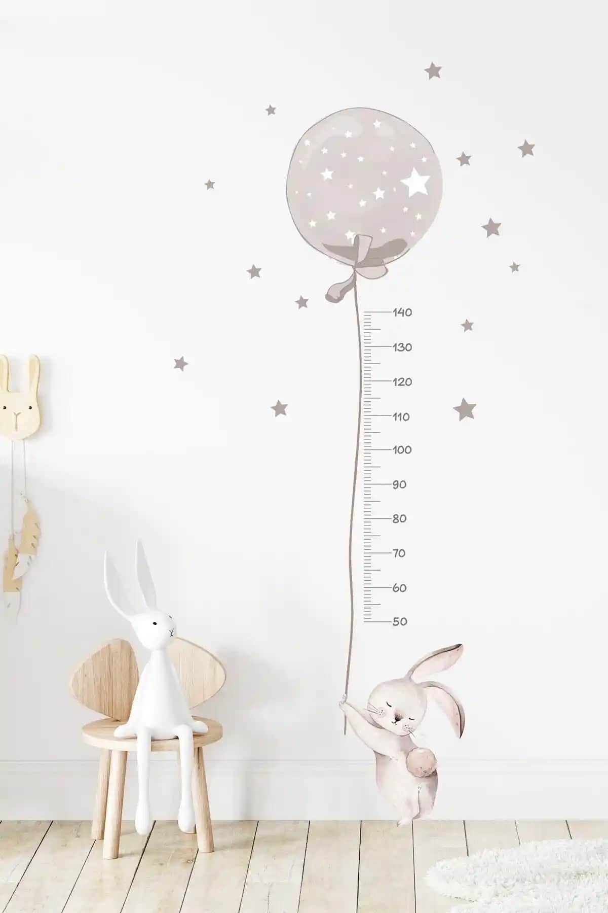 Çocuk Odası Dekorasyonu İçin Balonlu Tavşan ve Unicorn Gökkuşağı Sticker Setleri