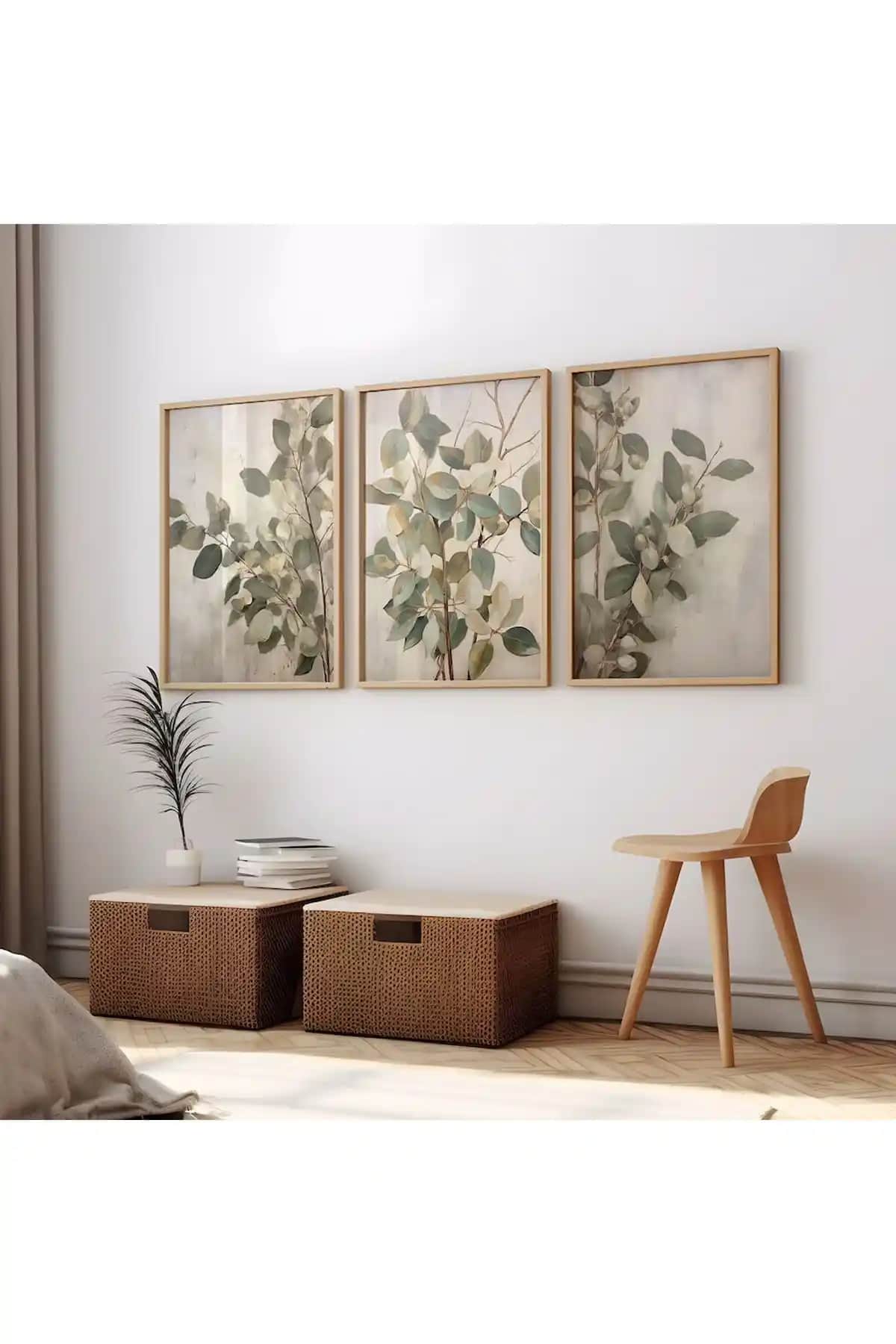 Dekorsiahome Ahşap Çerçeveli Modern Tablo Seti ile İç Mekanlara Şıklık Katın