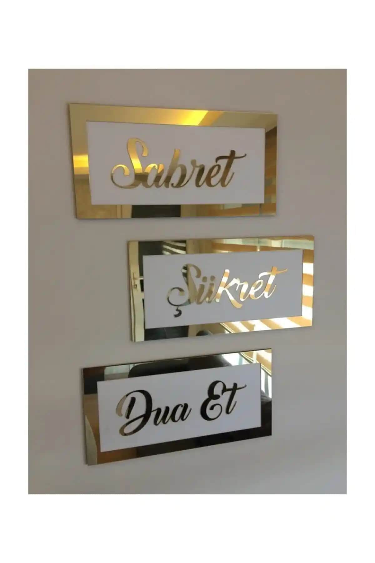 Dr Pleksi Gold Sabret Şükret Dua Et Tablo ile Mekânlarınıza Hem Manevi Hem de Estetik Değer Katın