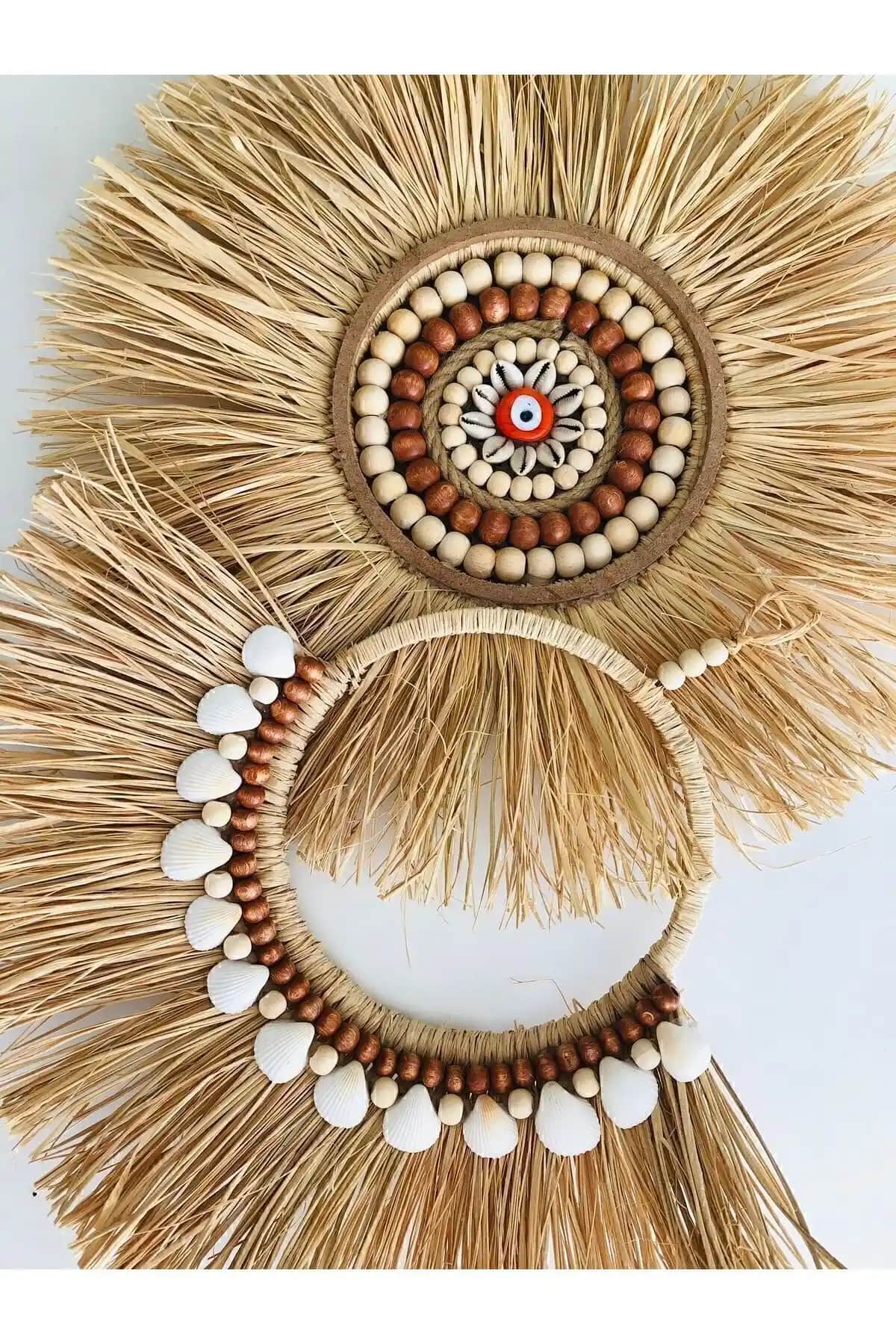 El Yapımı Rafya Duvar Süsü: Doğal ve Estetik Bohem Dekorasyon Seçeneği