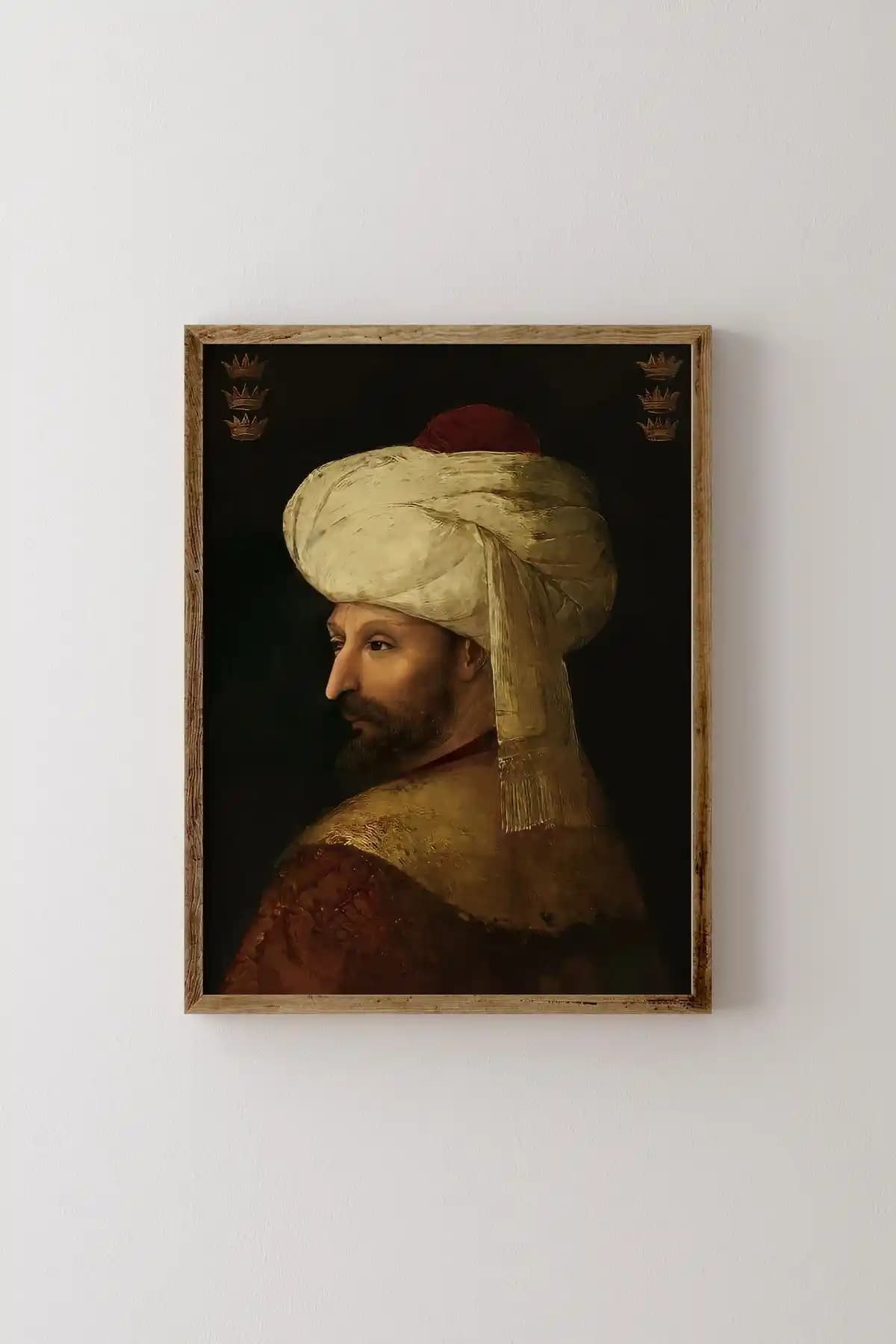 Epiqart Fatih Sultan Mehmet Portresi Ahşap Çerçeve ile Sanat ve Dekorasyonun Öne Çıkan Parçası
