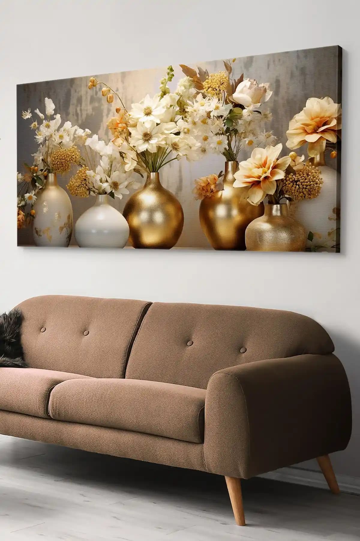 Evinemoda Gold Vazoda Çiçekler ve Sebenta Altın Gövdeli Kanvas Tablo Karşılaştırması