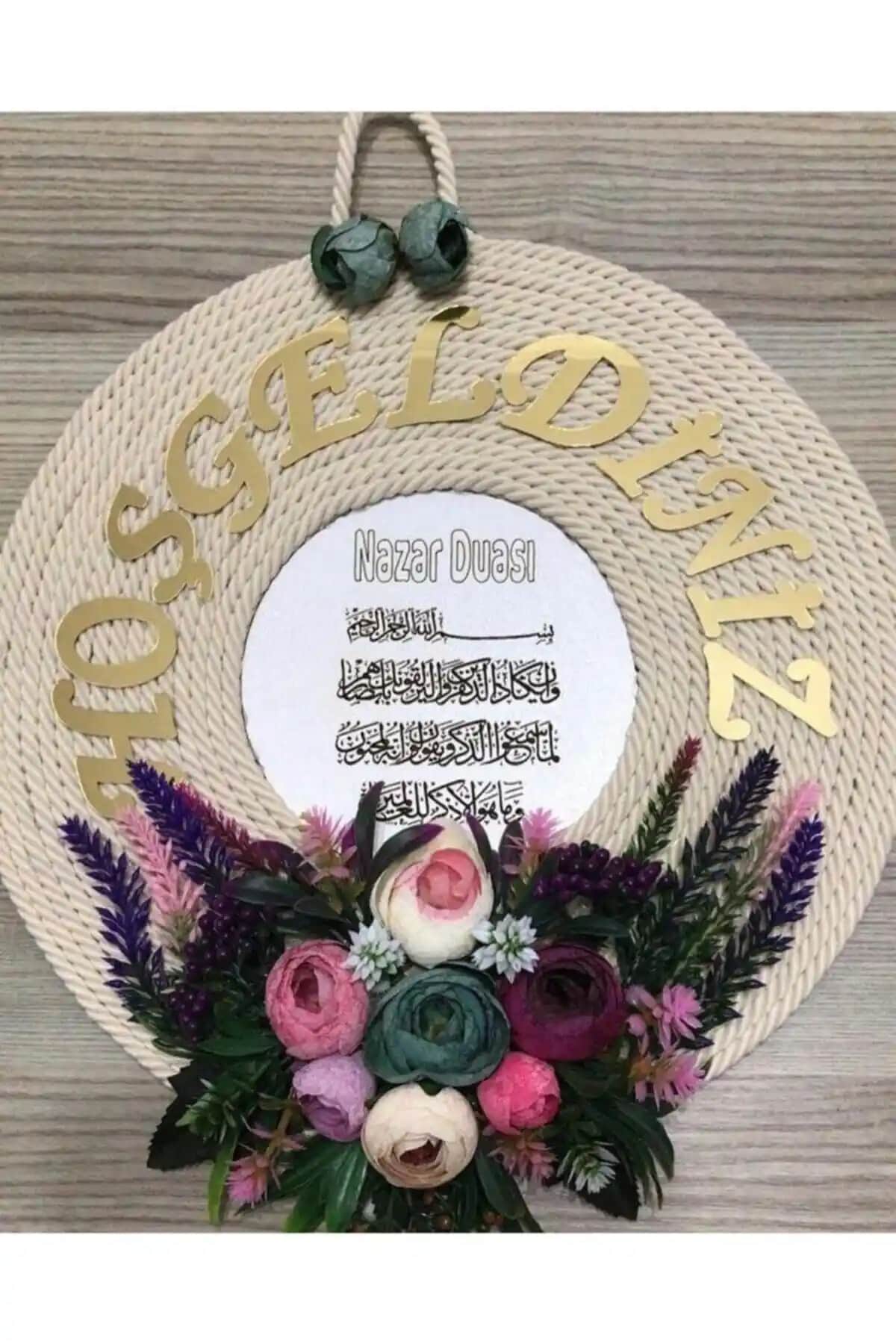 Gaye Butik Nazar Dualı Ahşap Kapı Süsü Dekoratif ve El Yapımı Tasarım