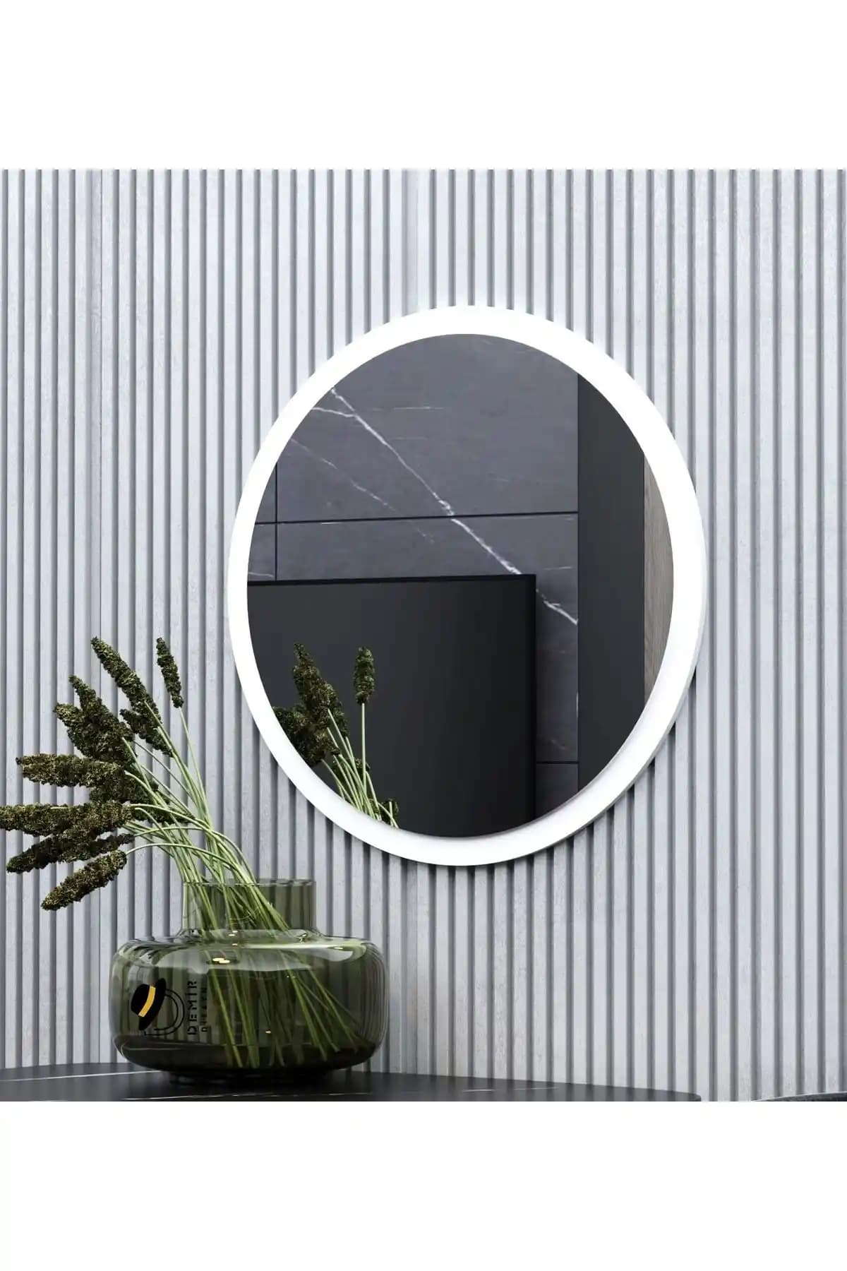 Genel Markalar 60 cm Beyaz Yuvarlak Ayna Modern Dekorasyon ve Kullanım İçin Uygun