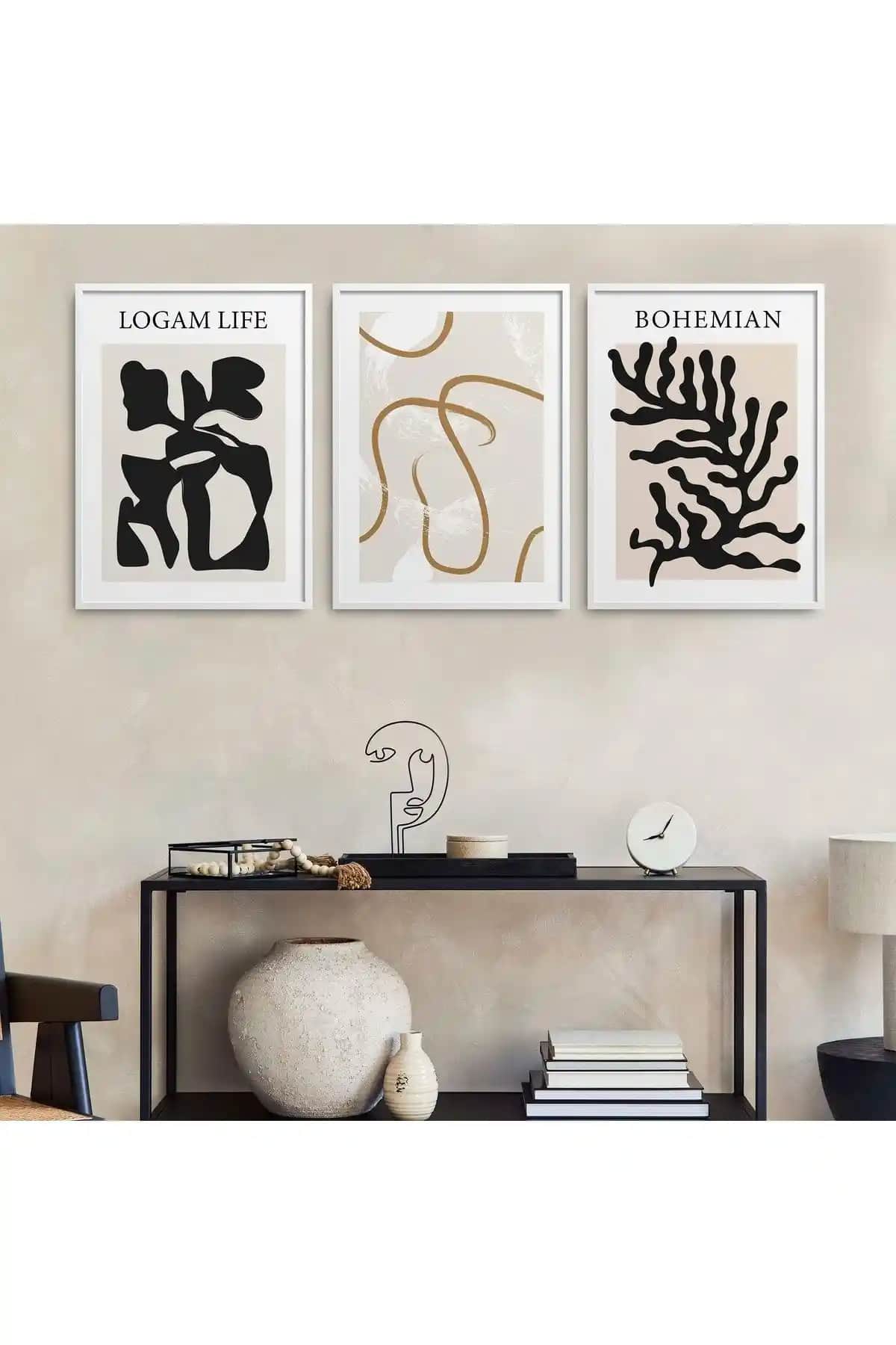 HOMEPACK Beyaz ve Doğal Ahşap Çerçeveli 3'lü Tablo Setleri Karşılaştırması