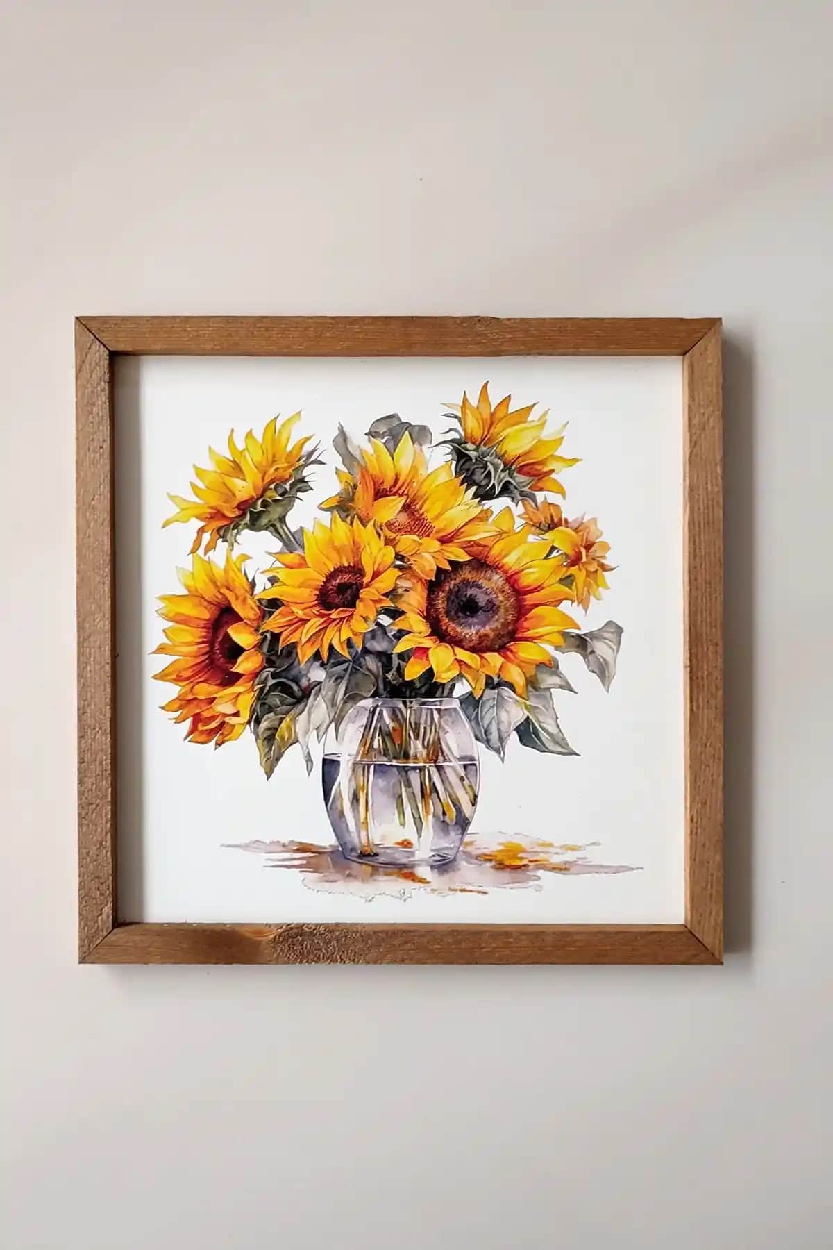 İç Mekan Dekorasyonu İçin Ahşap Çerçeveli Ay Çekirdeği Çiçeği Tablo Tasarımı ve Özellikleri