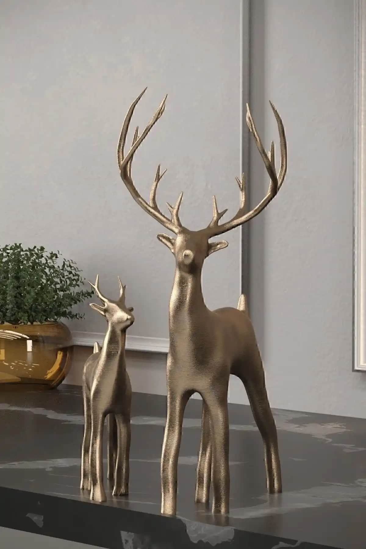 İncidesign İkili Geyik Biblo Obje Modern Tasarım ve Estetik Çözümler