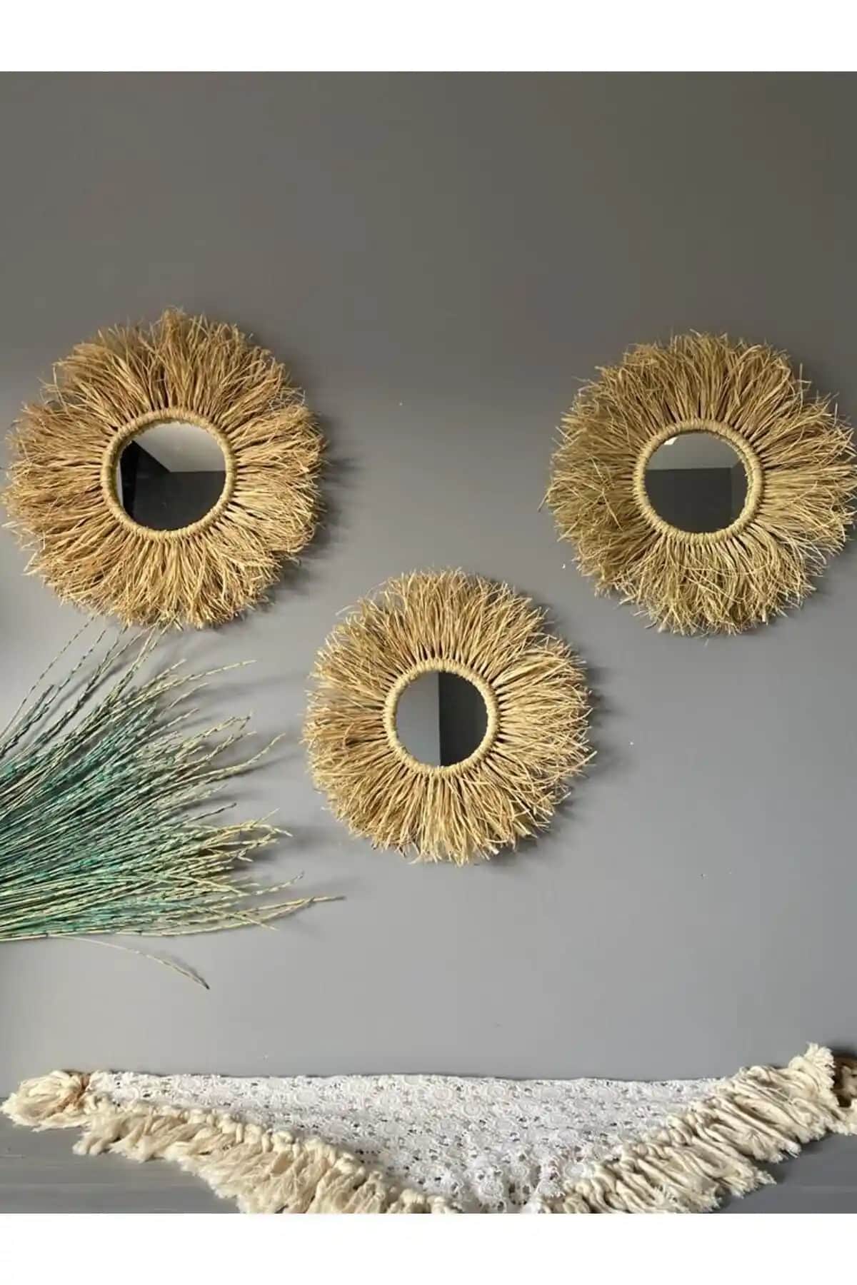 Kattuna 3’lü Rafya Ayna Seti Bohem Şıklığıyla Otantik Dekorasyon İmkanı Sunar