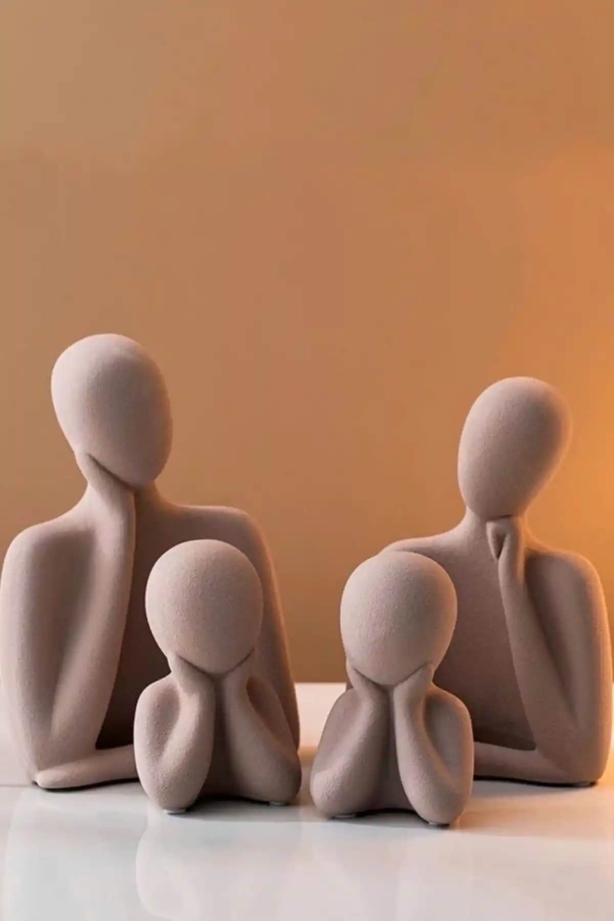 LALEZEN HOME 4 Kişilik Beton Aile Biblosu Modern ve Şık Dekorasyon Parçası