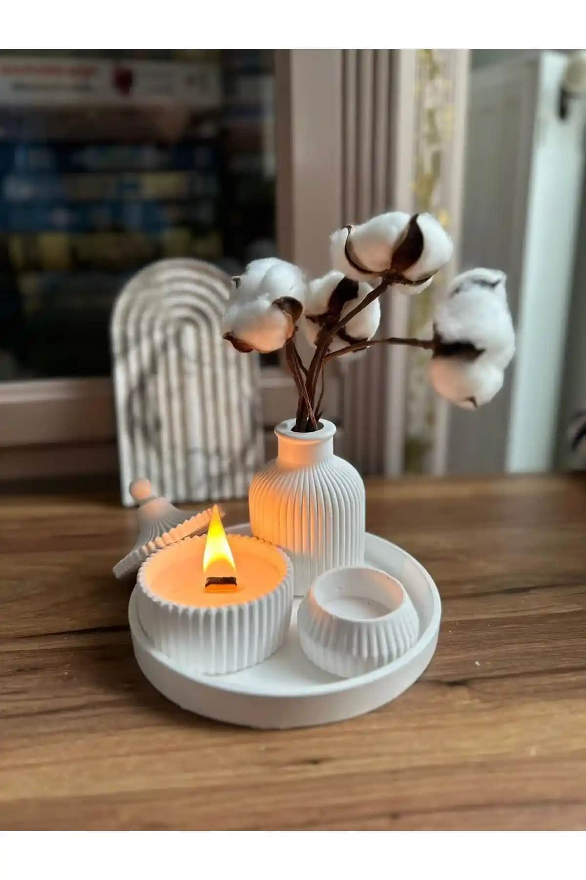 LINECRAFT Beyaz Mermer Tasarımlı 5 Parça Aksesuar Seti Modern ve Şık Dekorasyon İçin