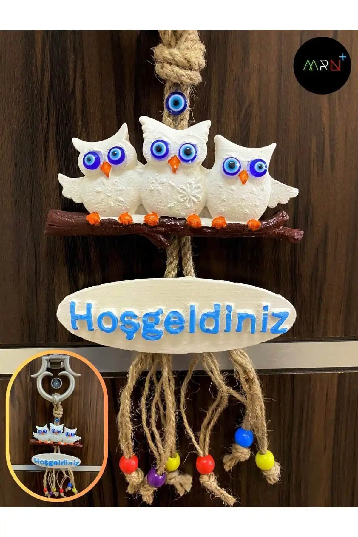 Mirvano White Garden Baykuş Kapı Süsü: Doğal Malzeme ve Renkli Tasarım ile Ev Dekorasyonunuza Şıklık Katar