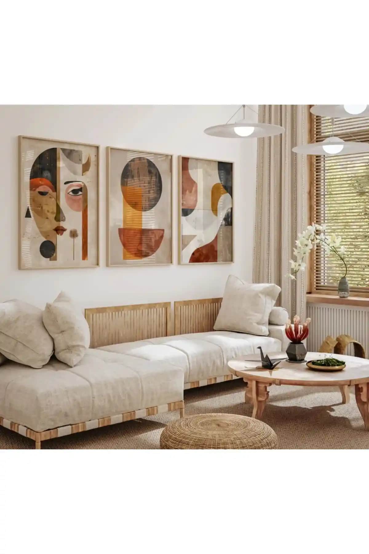 Modern Ahşap Çerçeveli 3'lü Soyut ve Minimalist Tablo Karşılaştırması