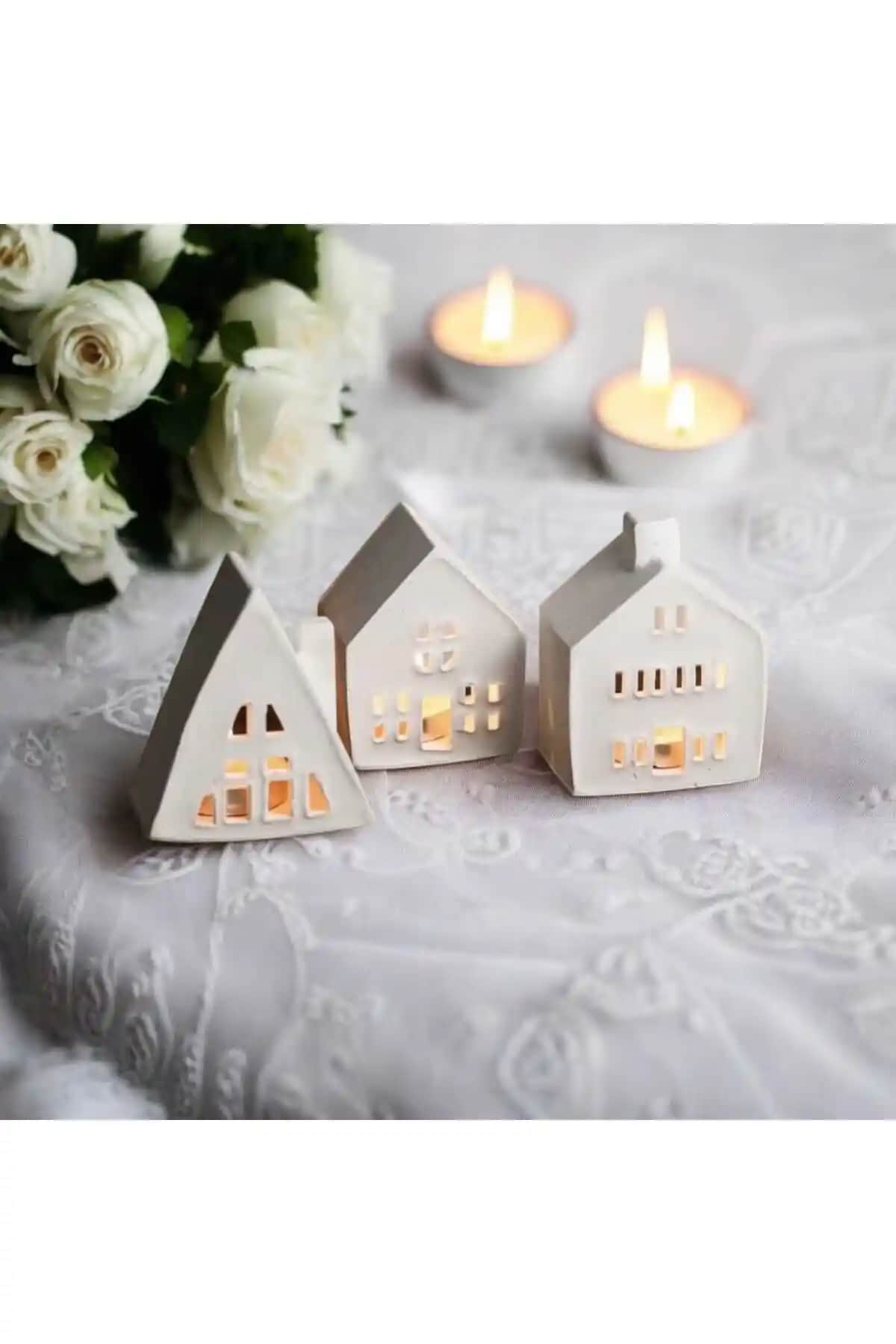 Modern ve Dayanıklı TACTIC 3'lü Beton Mumluk Seti Ev ve Ofis Dekorasyonu İçin