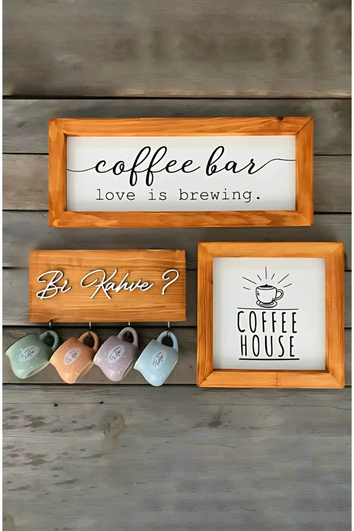 Modern ve Şık Ahşap Dekorasyon Seti ile Mutfak ve Kahve Köşelerini Güzelleştirin