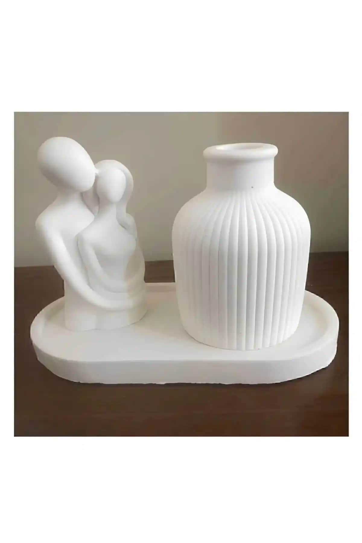 Modern ve Şık Dekoratif Minyatür Sarılan Sevgili Biblo Seti Ev ve Ofis Dekorasyonu İçin