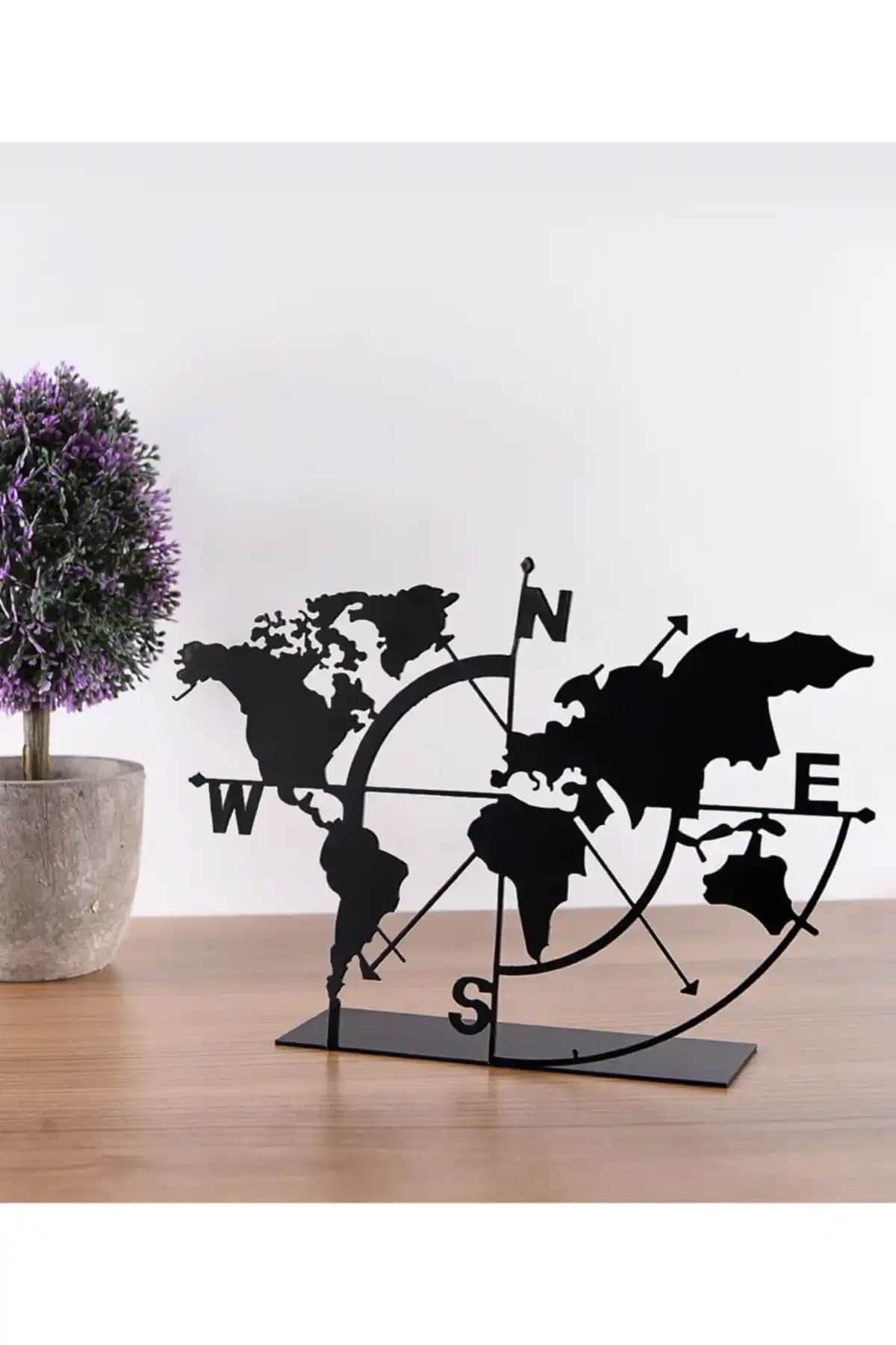 Muyika Metal Masa Üstü Dünya Haritası Modern Tasarım ve Uzun Ömürlü Kullanım İmkanı