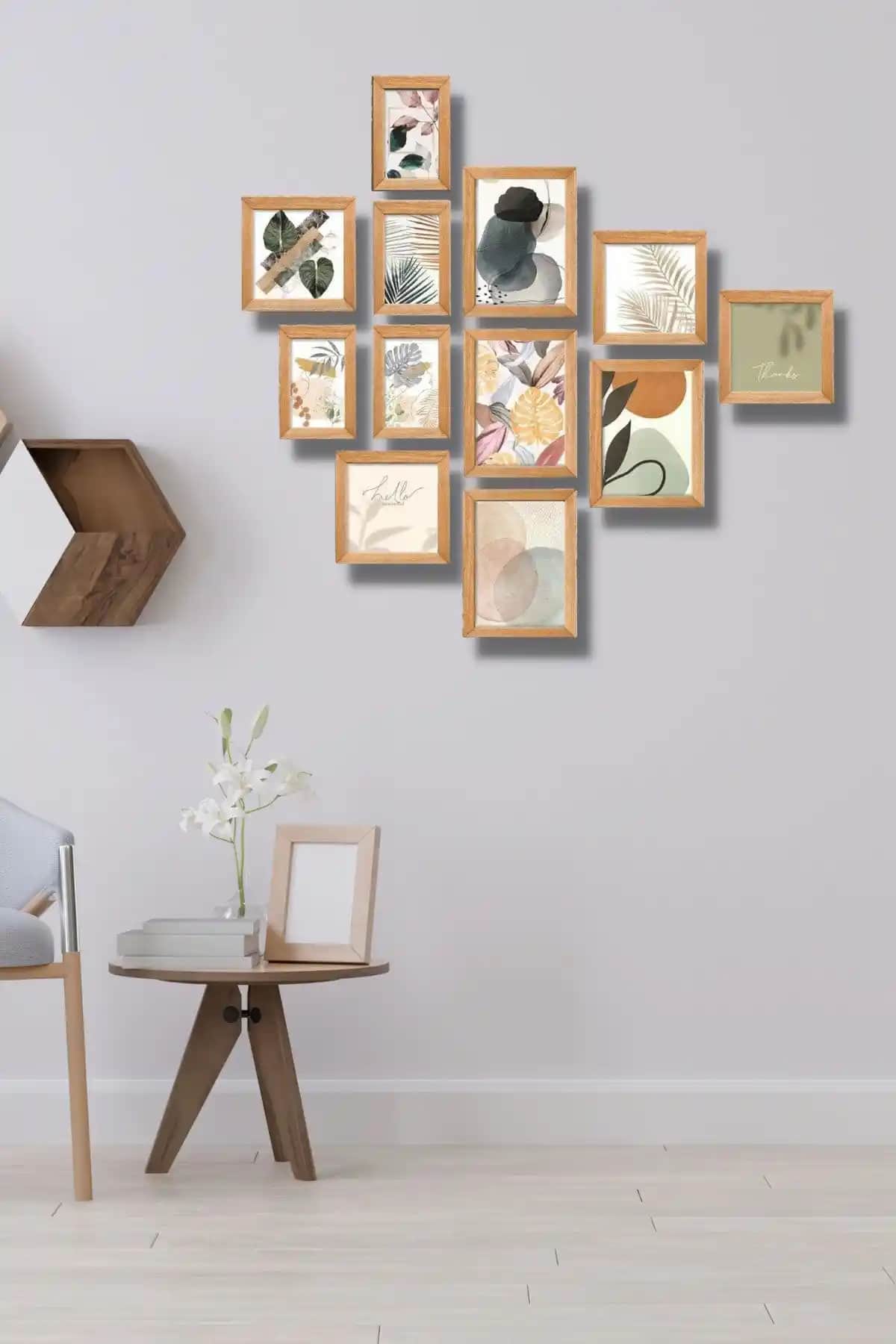 NT Handmade 12 Parça Ahşap Tablo Seti Doğal ve Şık Dekoratif Çözüm