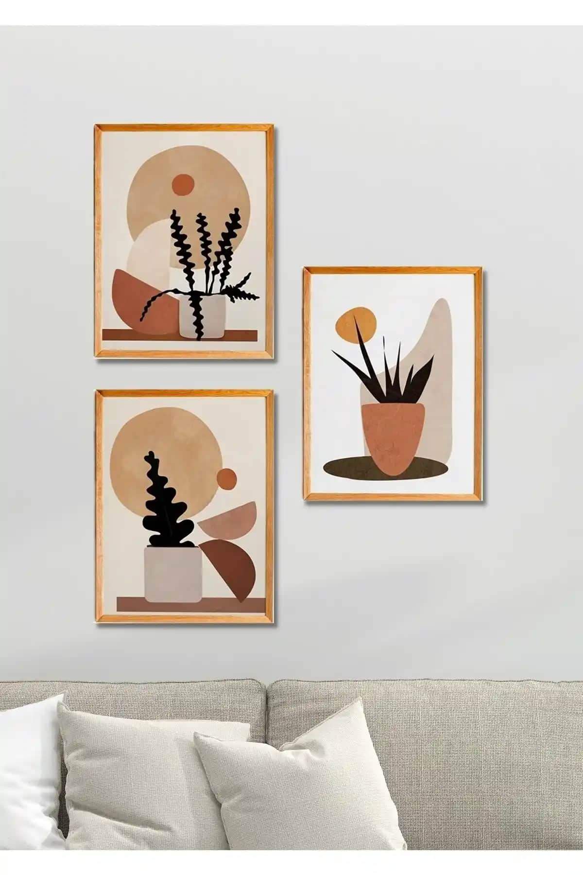 NT Handmade Üç Parçalık Ahşap Retro Saksı Duvar Dekoru Estetik ve Dayanıklı Tasarım