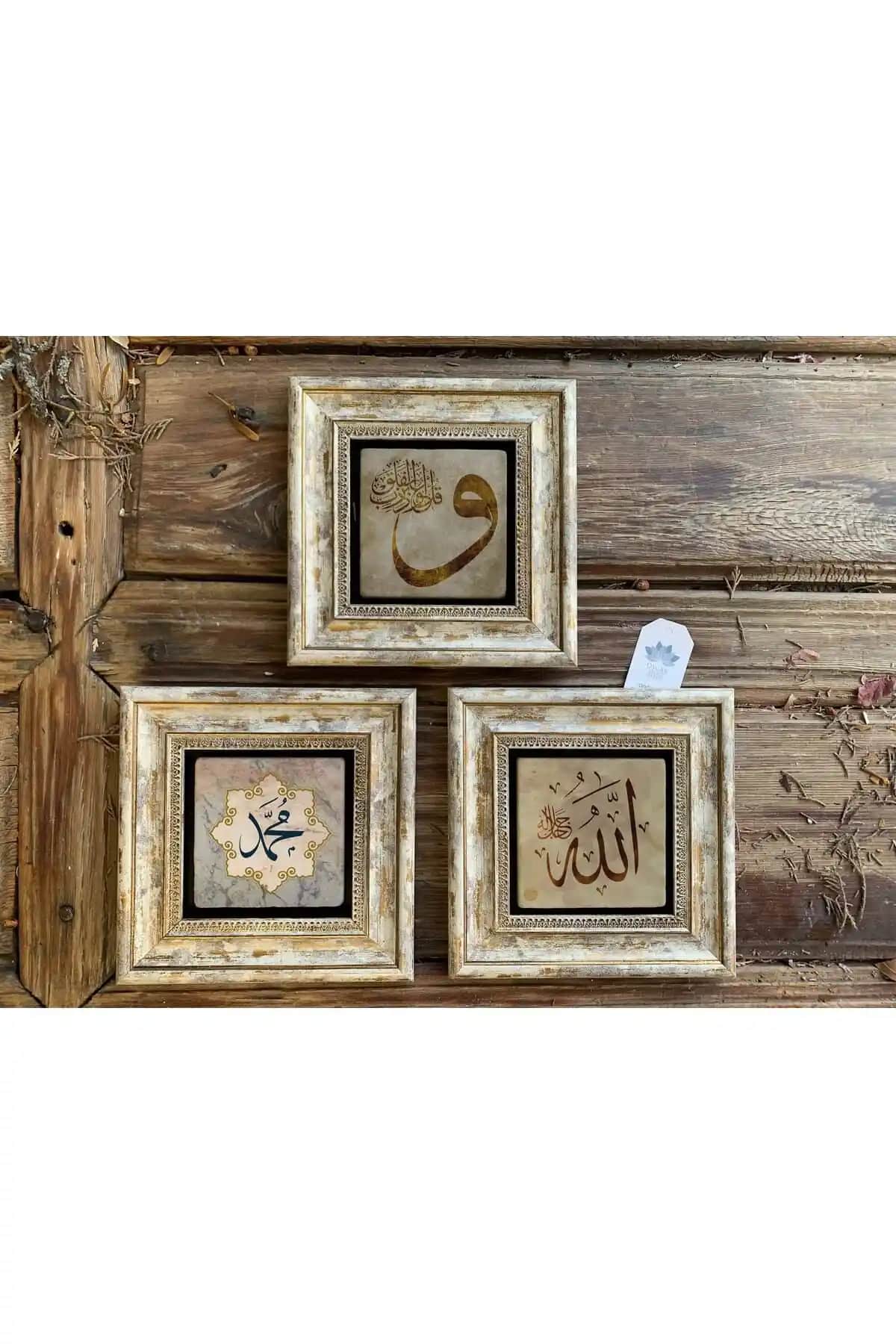 Oscar Stone Decor Çerçeveli Taş Duvar Dekoru Üçlü Seti Doğal ve Manevi Atmosfer Yaratır