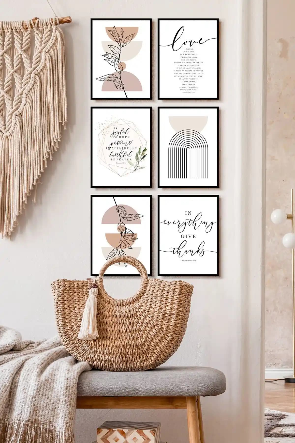 Özcanlar 6 Parça Minimal Modern MDF Tablo Seti Çerçevesiz Duvar Dekoru