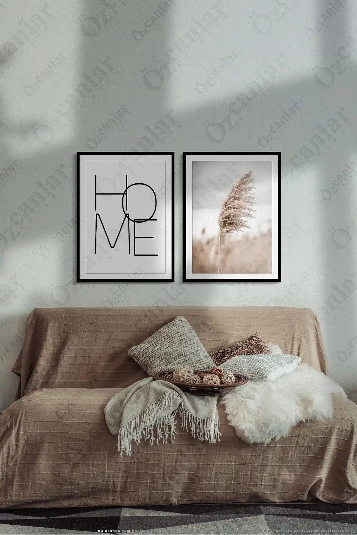 Özcanlar Çerçeve Modern MDF Duvar Tablo Seti 2 Parça Siyah Minimalist Tasarım