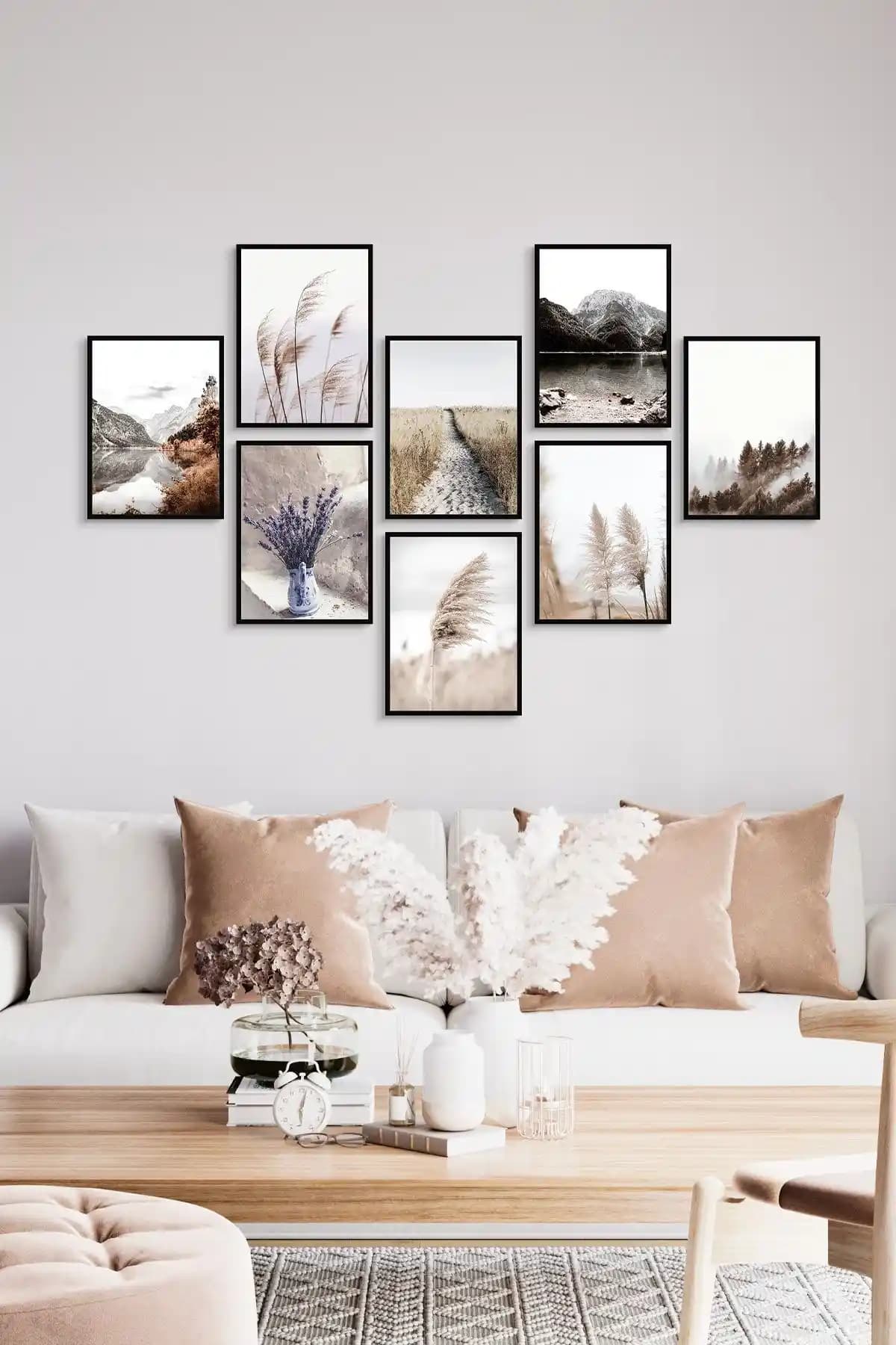 Özcanlar Çerçevesiz 8 Parça MDF Tablo Seti Modern ve Minimalist Dekorasyon İçin