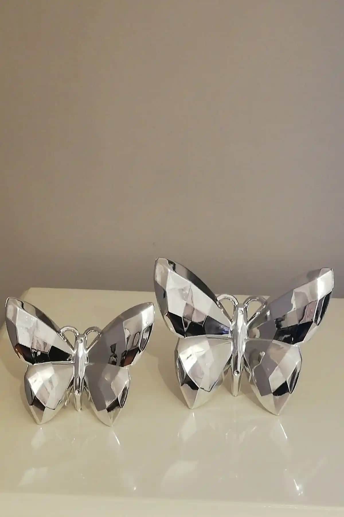 PoyaMum Dekoratif 2li Kelebek Obje Modern ve Şık İç Mekan Dekorasyonu İçin