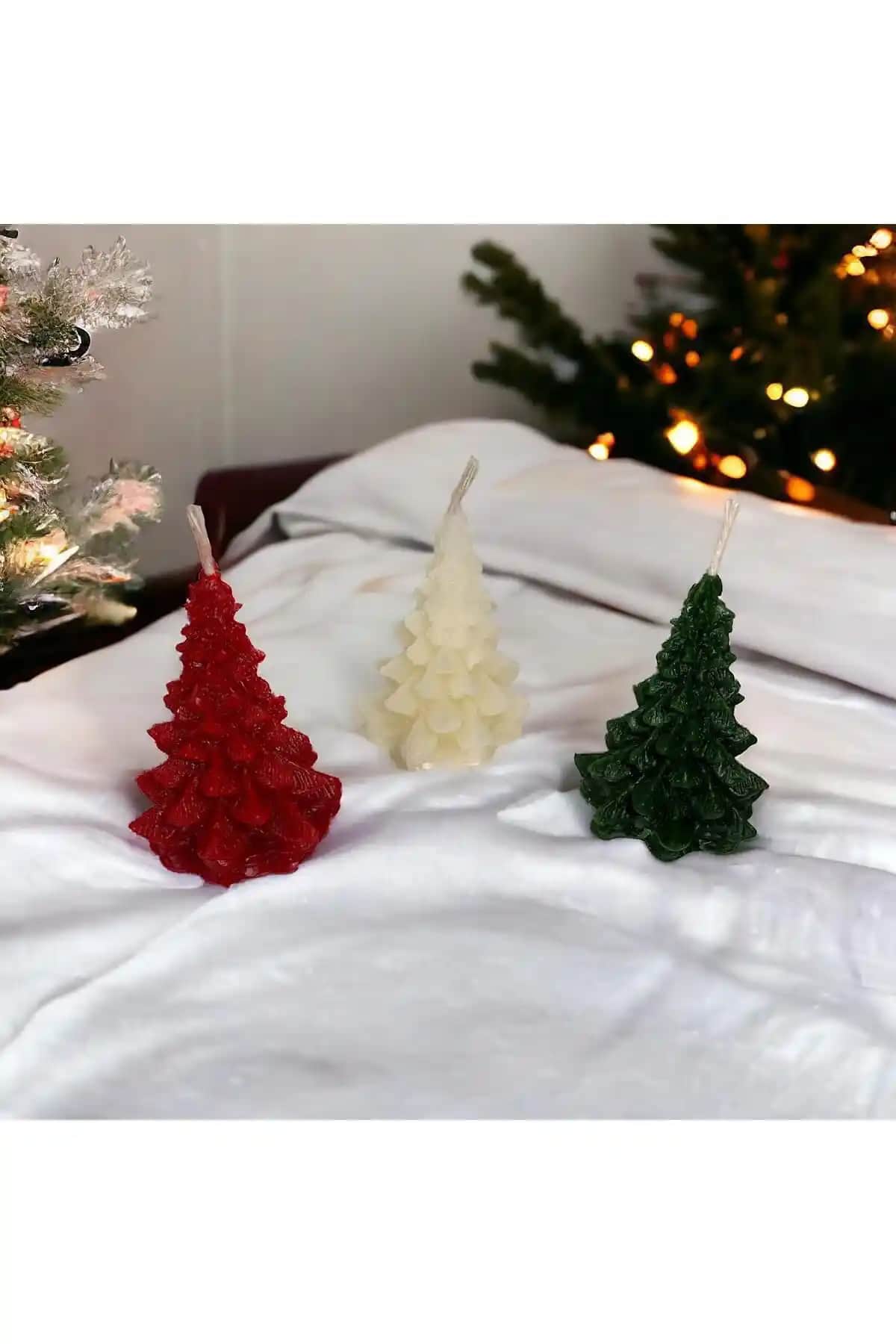 Pratik House 3'lü Çam Ağacı Mum Seti Doğal ve Şık Dekorasyon Çözümü