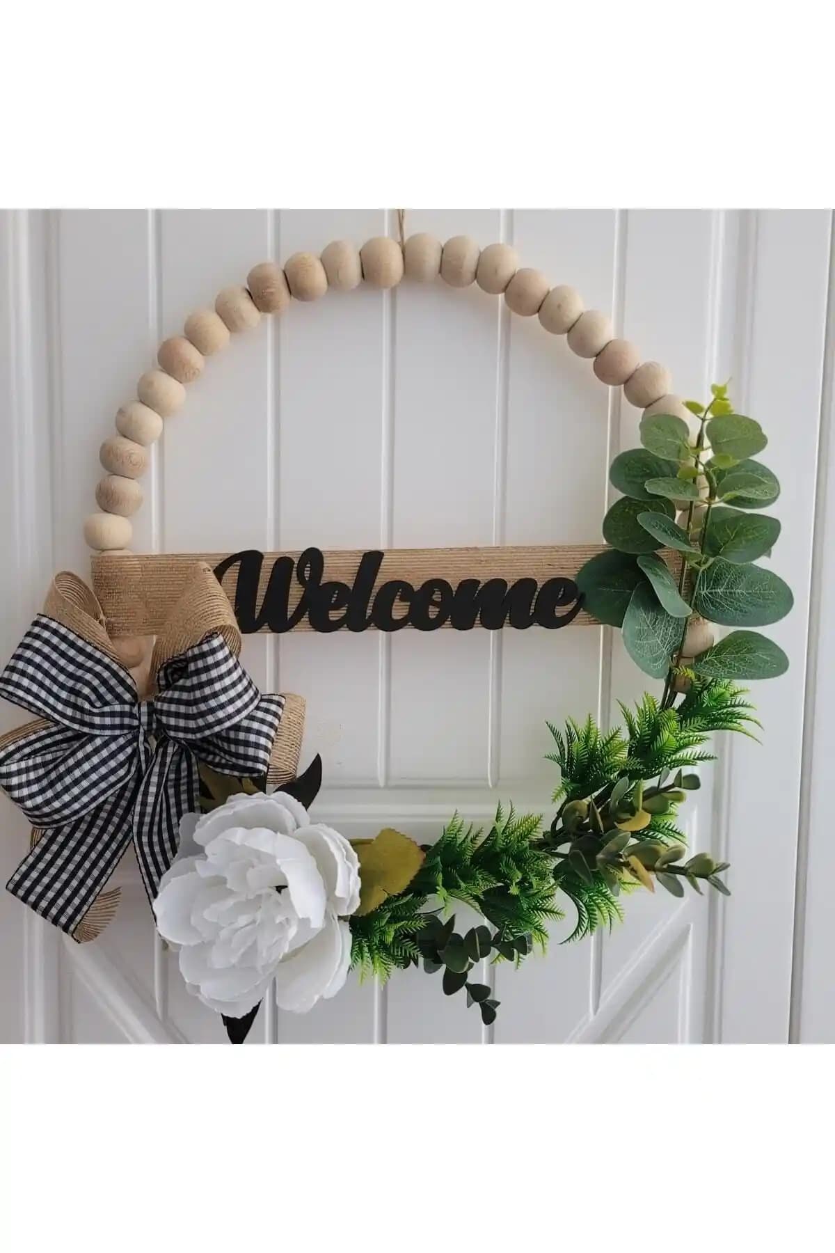 Rosfloa RF Doğal Ahşap Boncuklu Kapı Süsü ile Şık ve Dayanıklı Dekoratif Aksesuar